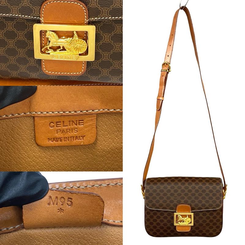 Celine Macadam Blason Triomphe Pattern Logo Carriage Hardware Leather Shoulder