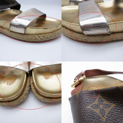 Louis Vuitton Monogram Flat Sandals Espadrille Back Strap 37 23.5cm (9.25in)