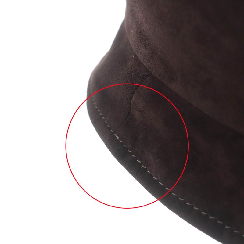 CHANEL 23AW Goatskin Bucket Hat With Coco Mark Hardware Hat Brown M With Box