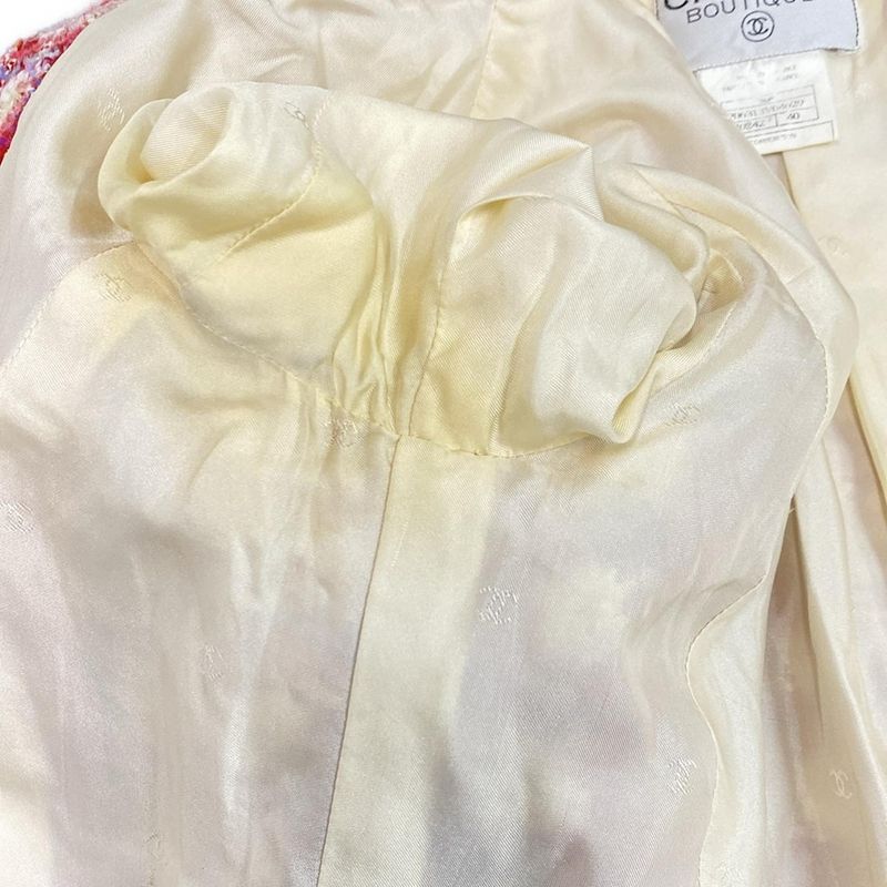 Chanel Jacket Size 40 M Ladies - P06313 Red X Ivory X Light Blue Long Sleeves /