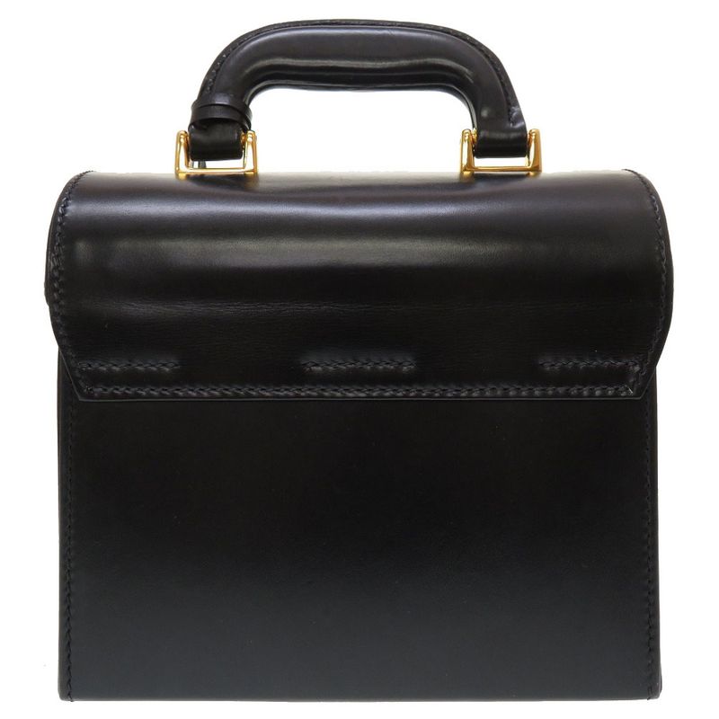 Gucci Lady Lock Leather Black Gold Hardware 000 01 0246 Vanity Bag Handbag