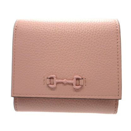 Gucci Horsebit 745981 Compact Wallet Leather Pink Bifold Wallet 0430 Gucci