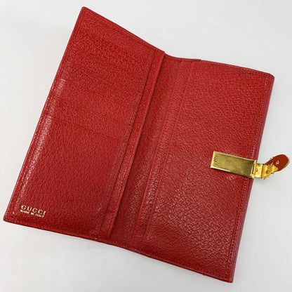 Gucci W Hook 035 661 Red Long Wallet Ladies Gold Hardware