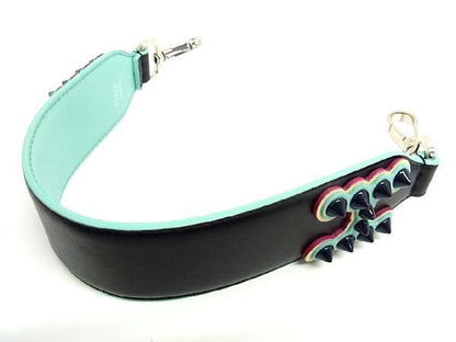 Fendi Strap You Mini Leather Studded Shoulder Strap For Bags Black