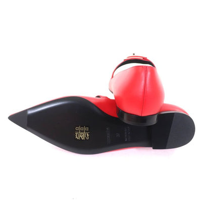 Hermes 25SS 251001z Ballet Shoes Kelly Rouge Vif Kelly Pointed Toe Leather Flat