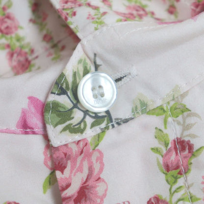  DIOR Homme 293c517a5679 100% Cotton Floral Print Short Sleeve Pink 38 Made In