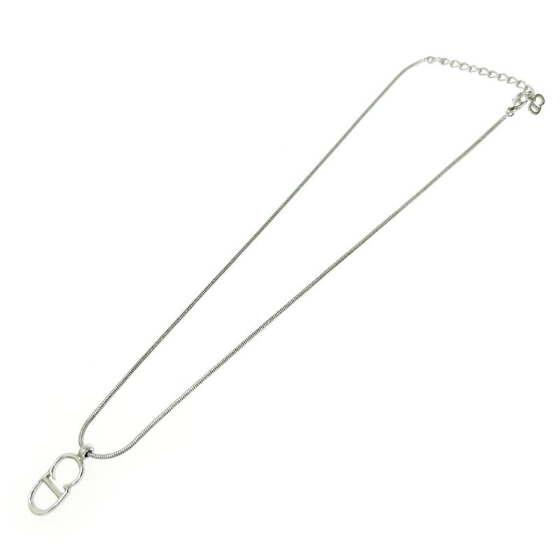 Christian Dior Metal CD Logo Necklace Women Silver 419054 Necklace
