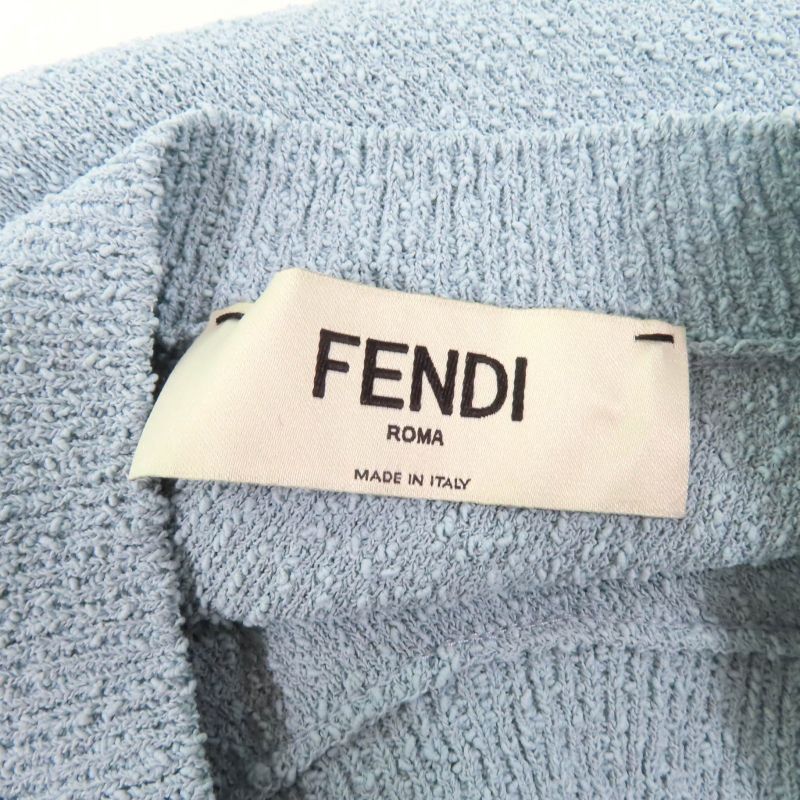 Fendi 2023 Fzxb23 Logo Design Asymmetrical Draped Knit Blue 36 Storage With Bag
