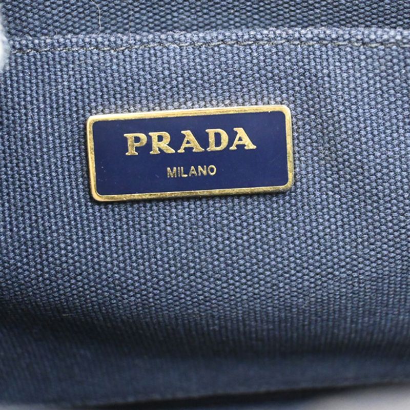 Prada Canapa 2WAY Shoulder Handbag Canvas Blue 86ka843