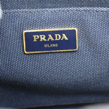 Prada Canapa 2WAY Shoulder Handbag Canvas Blue 86ka843