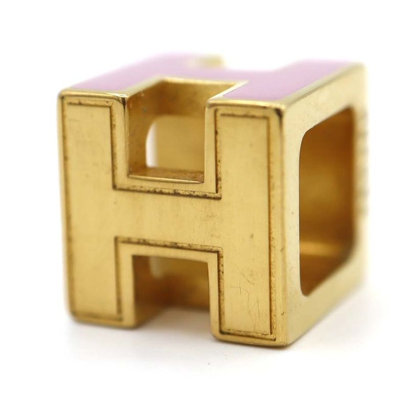 Hermes Top H Cube Pink Necklace Top Gold Color Accessories M176