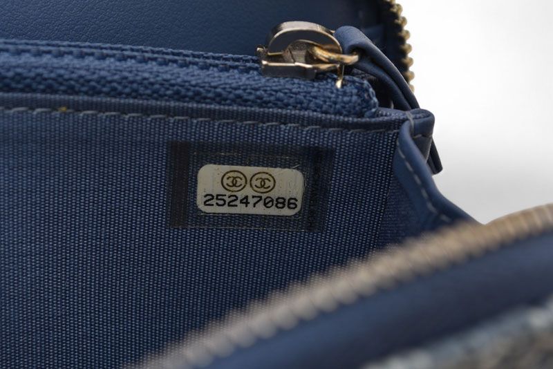 Chanel Wallet Fold Chanel Wallet A81973 Coco Mark Deauville Blue Tweed