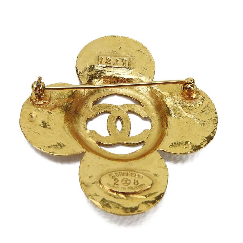 Chanel Coco Mark Brooch Accessories Flower Plated Gold Small Box Accessories