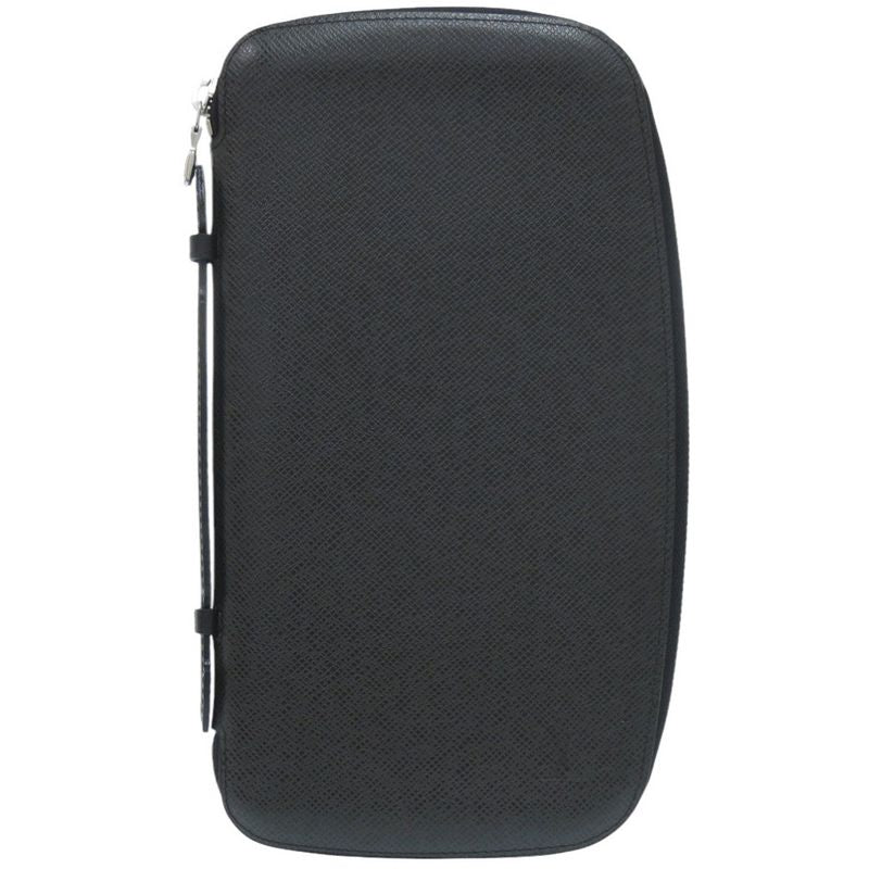 Louis Vuitton Organizer Athol Taiga M30652 Taiga Leather Black Long Wallet