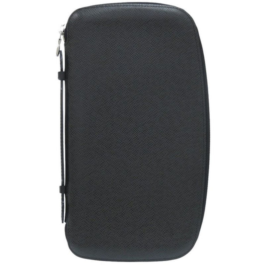 Louis Vuitton Organizer Athol Taiga M30652 Taiga Leather Black Long Wallet