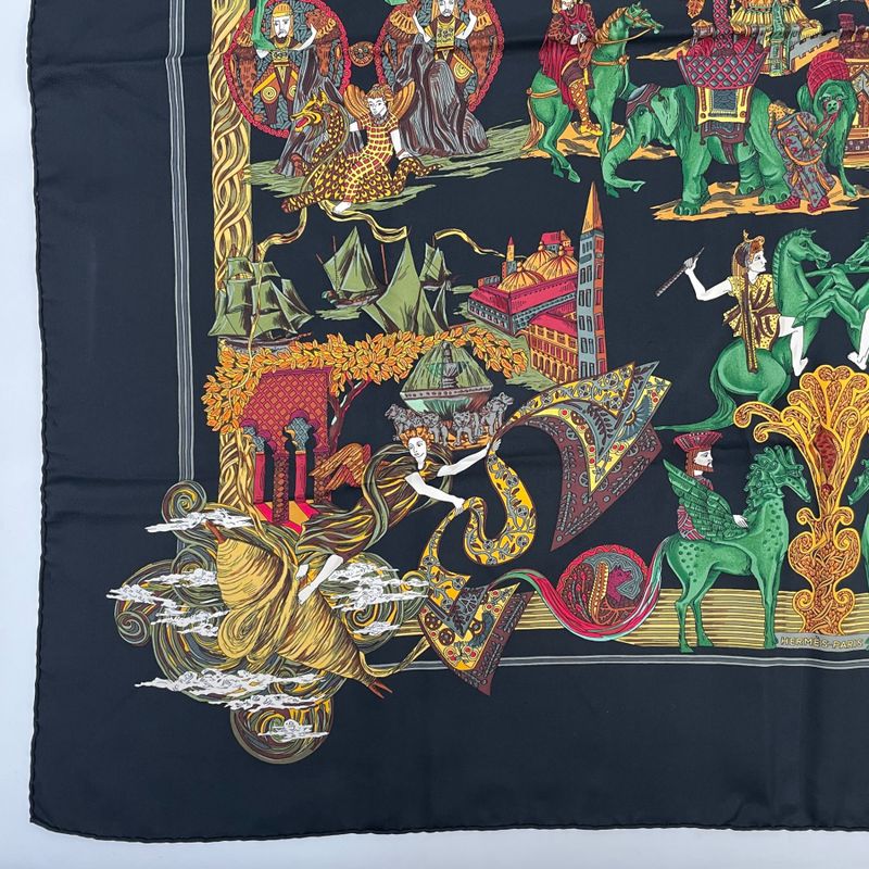 Hermes Carre 90 Au FIL De La SOIE Silk Scarf With Box