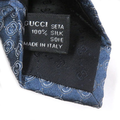 Gucci 100% Silk GG Logo All-over Pattern Cles Str Wide Tie Light Blue Made In