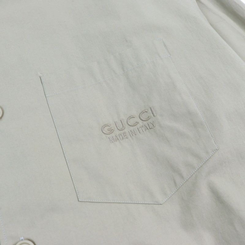 Gucci 24SS 762164 Cotton 100% Logo Embroidery Button-down Long Sleeve Shirt