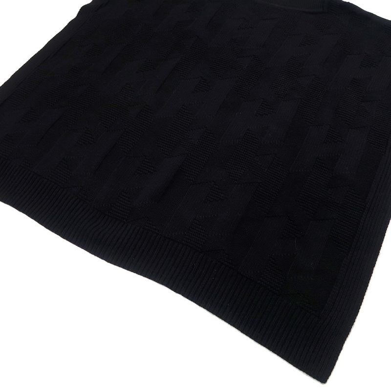 Hermes Poncho Cape H Motif 34 Black 100% Wool Knit 2904d3 Women's