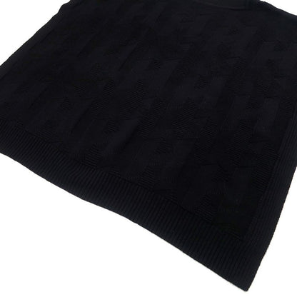 Hermes Poncho Cape H Motif 34 Black 100% Wool Knit 2904d3 Women's