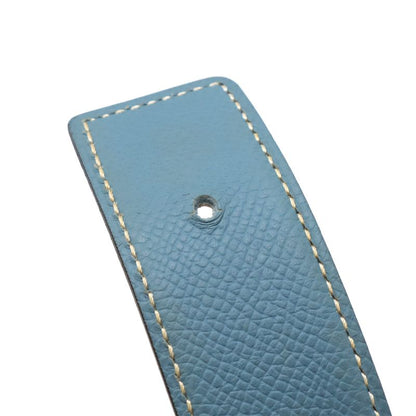 Hermes H Belt H Buckle Reversible Togo Leather Blue Jean Light Blue White Gold