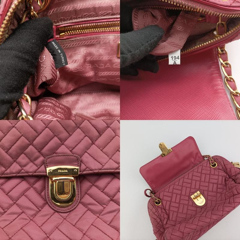 Prada Chain Quilted Flap Pink Nylon Br4965194/a
