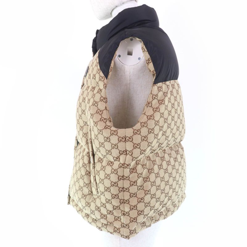 Gucci 23SS 717547 GG Cotton Canvas Down Vest Brownish 38 With Hanger And