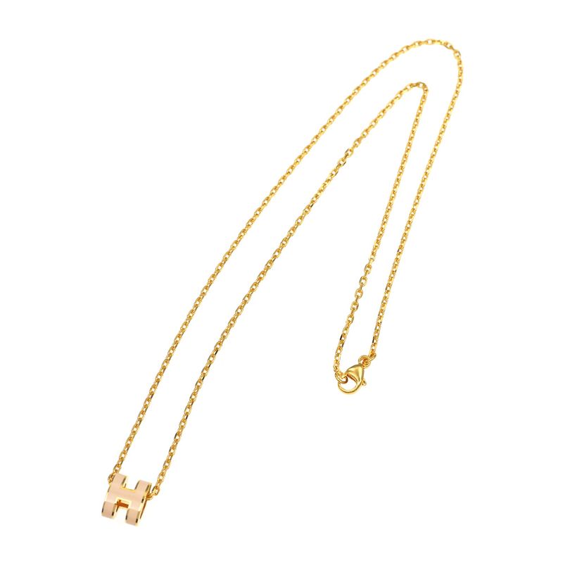 Hermes Necklace Pop Ash Mini Pendant H Rose Dragee Gold Hardware