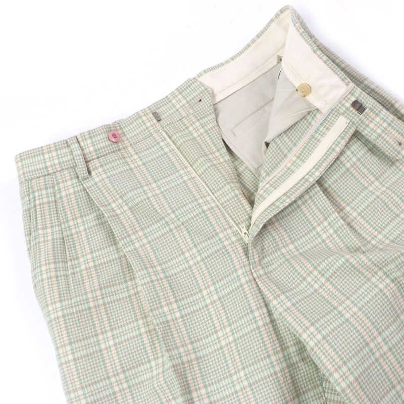 Gucci 21AW 653360 Tartan Check Double Trousers Wool Pants Greenish 46 Hanger