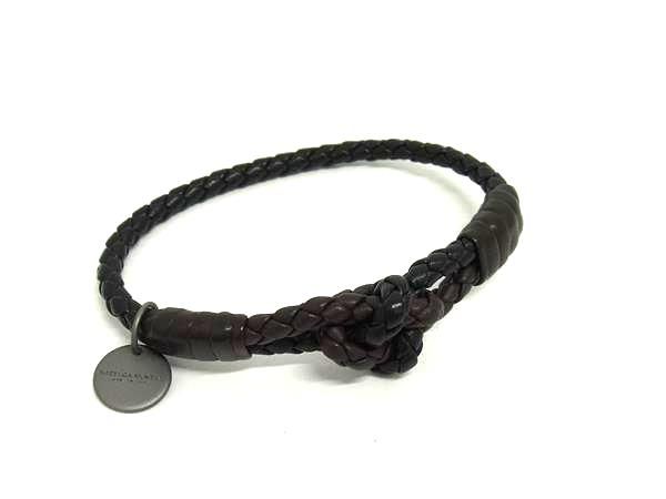 Bottega Veneta Intrecciato Leather Bracelet Bangle Accessories Black Fs4033
