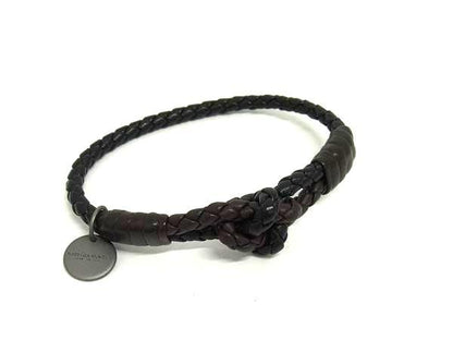 Bottega Veneta Intrecciato Leather Bracelet Bangle Accessories Black Fs4033