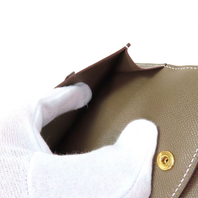 Hermes Bearn Mini Etoupe Gold Hardware H Logo Hardware Mini Wallet With Coin