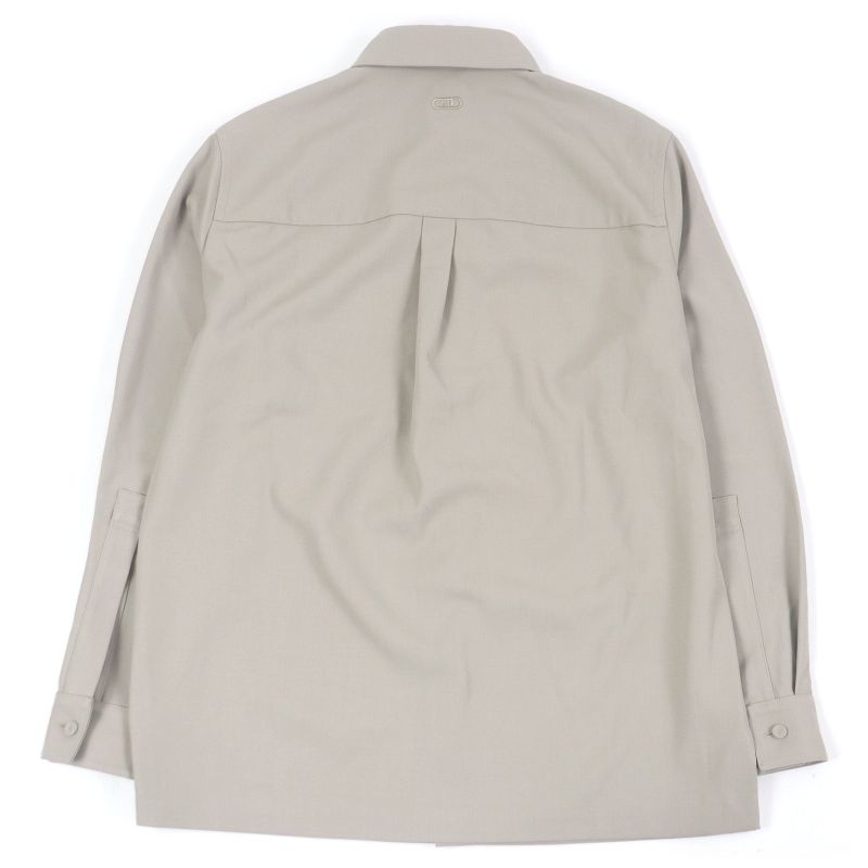 Fendi 2022 Fw1145 Fly Front FF Logo Embroidery Long Sleeve Safari Shirt Beige