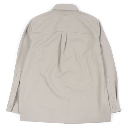 Fendi 2022 Fw1145 Fly Front FF Logo Embroidery Long Sleeve Safari Shirt Beige