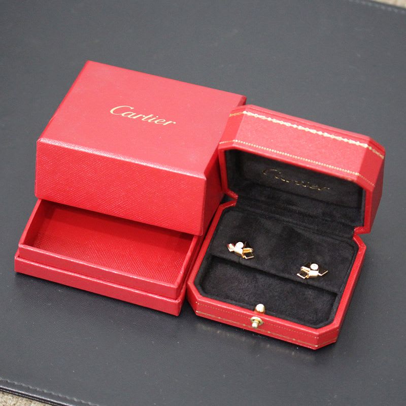 Cartier Diamond Earrings Love Knot AU 750 18K Pink Gold 6.7 g Box E1432