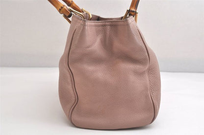 Gucci Bamboo Shopper Medium 2way Handbag Leather 323660 Pink 3631n