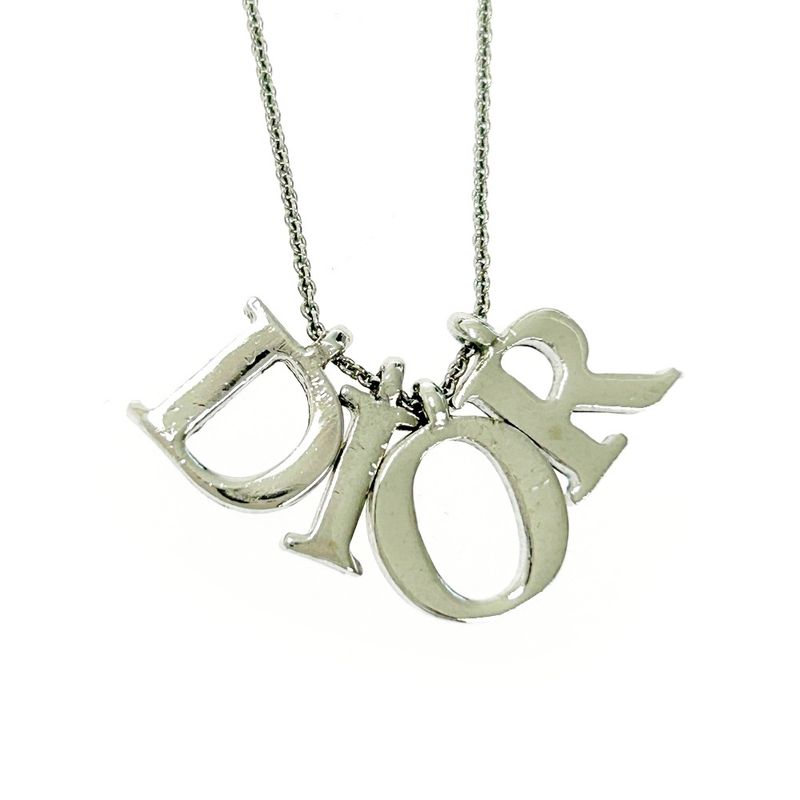 Christian Dior Metal Dior Logo Necklace Silver 434408 Necklace