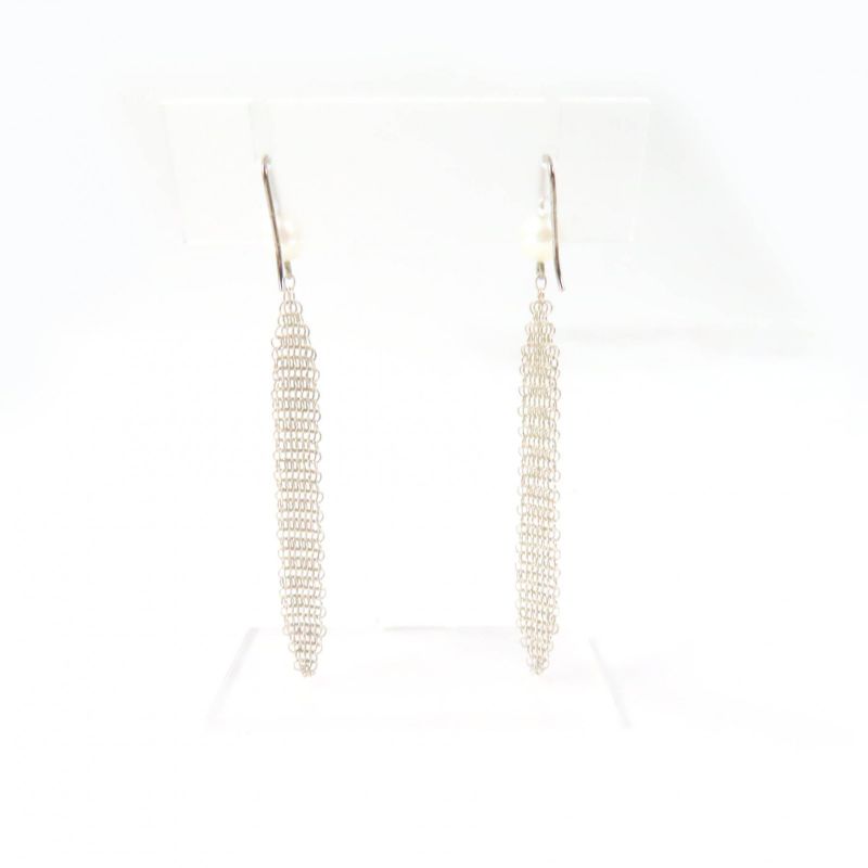 Tiffany & Co Ag925 Current Ag925 Mesh Tassel Earrings With Pearl (for Both