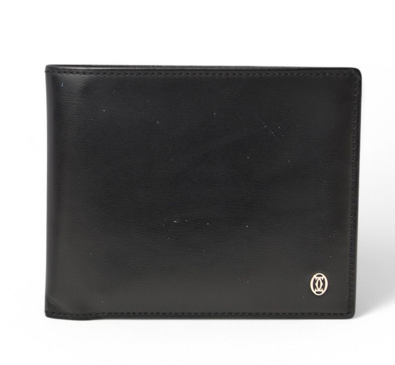 Cartier Wallet Men's Bifold Cartier Fold Wallet Leather Pasha De Cartier Black