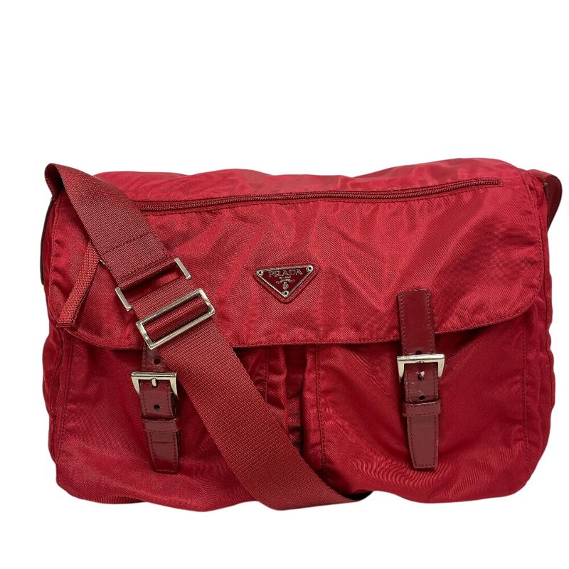 Prada B1738 Messenger Red Shoulder Bag Cabasn Diagonal Shoulder Brand Red Women