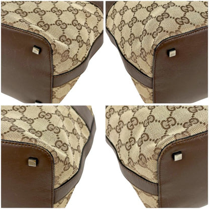 Gucci One Shoulder Bag GG Canvas Brown Leather Hobo Soho