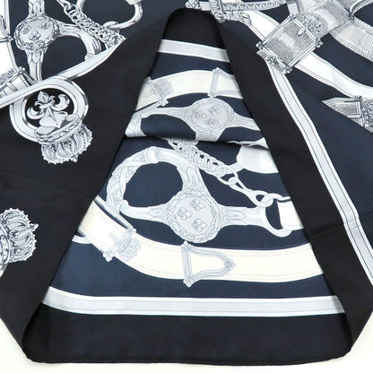 Hermes Sleeveless Tops Silk Belt Pattern 36 Navy-black Ladies Apparel