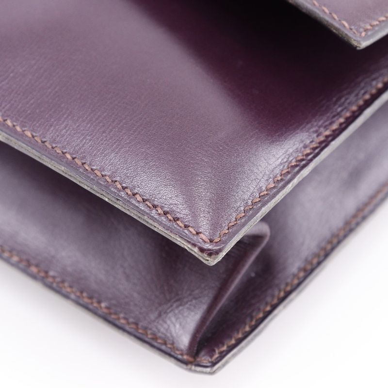 Hermes FACO Vintage Box Calf Bordeaux I Ladies Clutch Bag