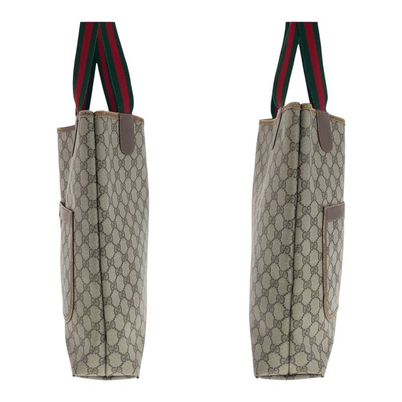 Gucci Old Gucci Sherry Line Beige Gold Hardware GG Plus/leather 3902003 Tote