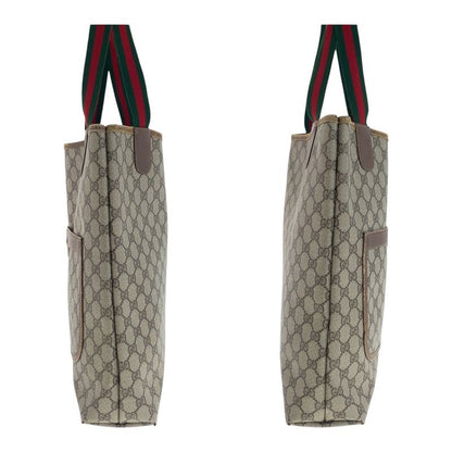 Gucci Old Gucci Sherry Line Beige Gold Hardware GG Plus/leather 3902003 Tote