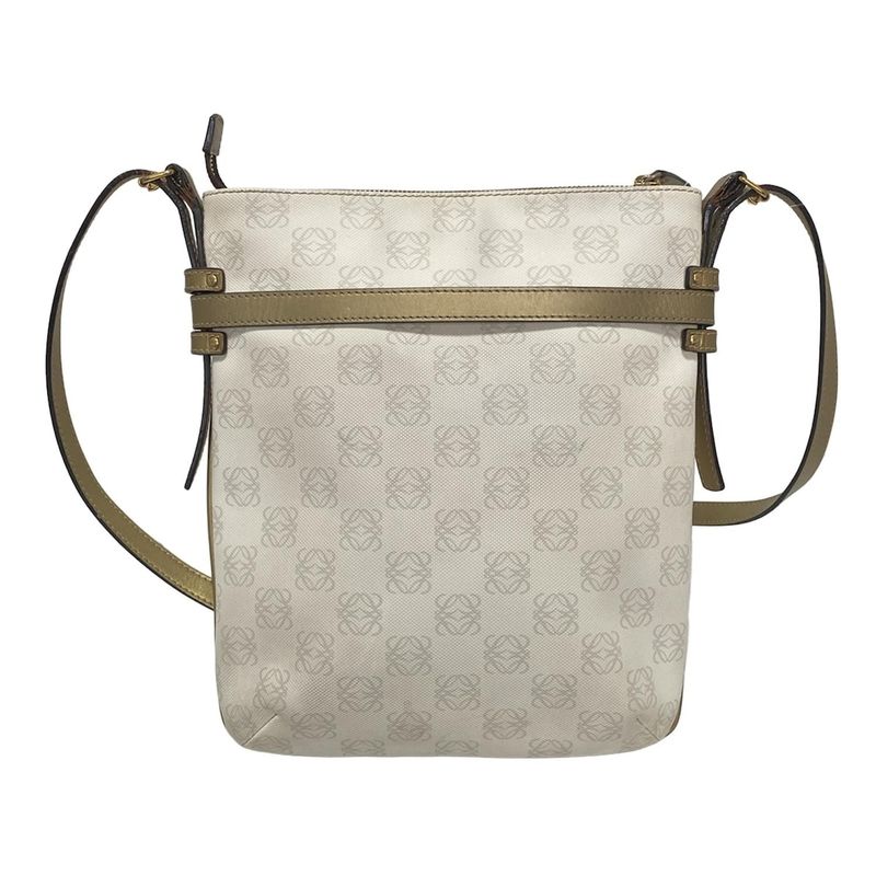 Loewe Shoulder Bag Pockets White×light Gray×gold Leather