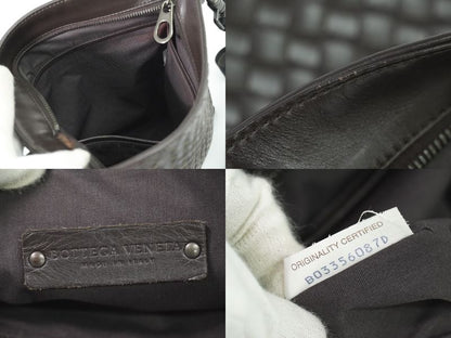 Authentic Bottega Veneta Intrecciato Shoulder Bag Pochette Leather Brown
