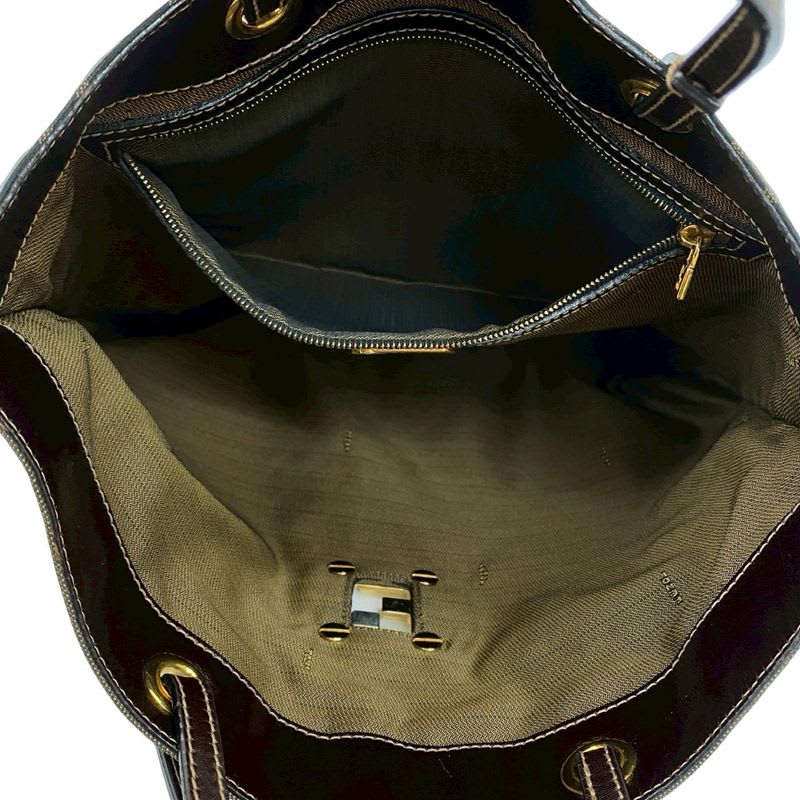 Fendi Zucca FF All Over Pattern Logo Hardware Canvas Leather