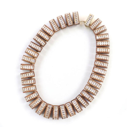 Bottega Veneta Radica Wood Cubic Zirconia 925 Necklace Choker