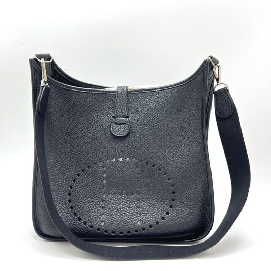 Hermes Shoulder Bag Evelyn 1GM Taurillon Clemence Black